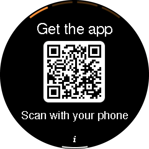 DeskOrbie screen: Get the app, with a QR code